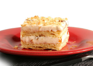 Mille Feuille with yoghurt and peaches